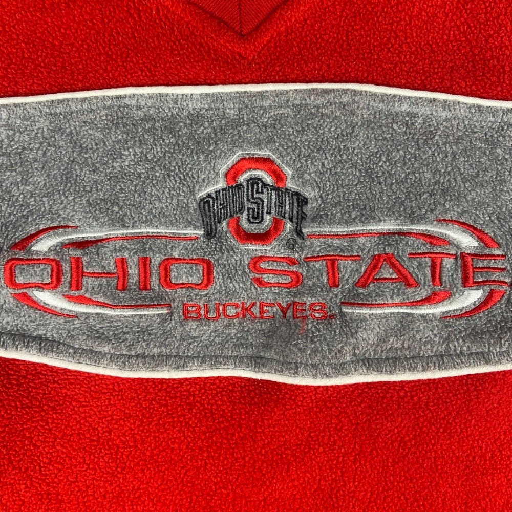 Vintage Starter Ohio State Buckeyes Pullover Mens L Red Fleece V-Neck Sweatshirt - Picture 2 of 11